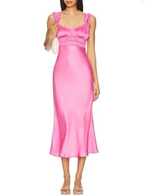ASTR The Label Enola Satin Midi Dress – Pink